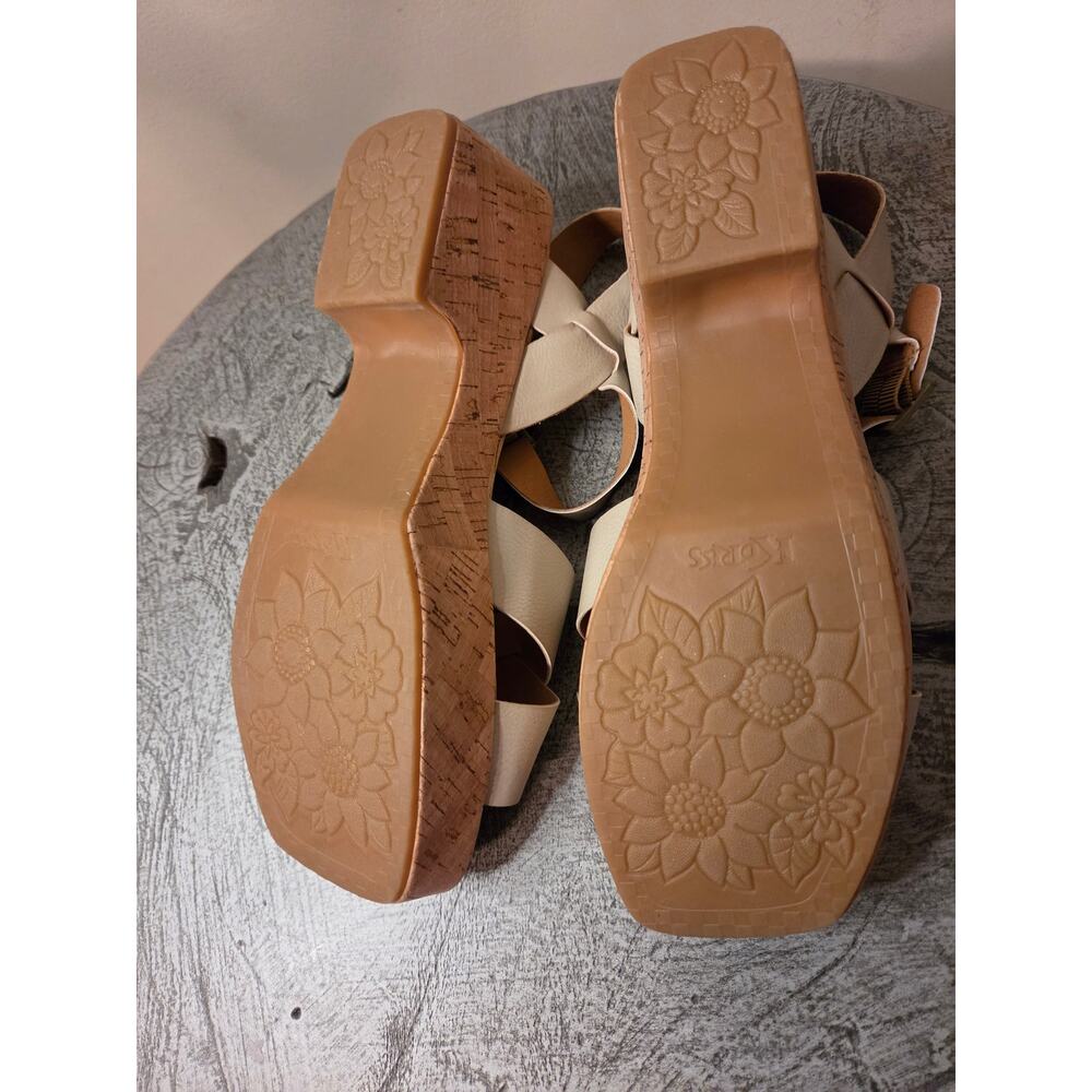 Korks Open-Toe Chunky Heel Sandals Vegan Leather – Cork Platform - Picture 7 of 7
